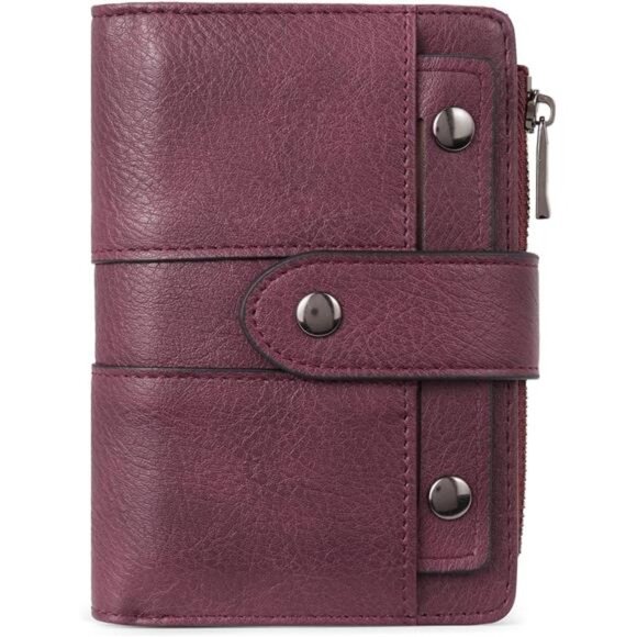 Small Wallet faux Leather Slim Burgundy - Picture 1 of 6